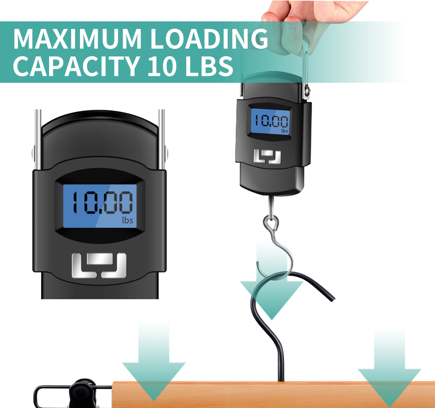 Wooden Hangers for Pants and Skirts - 10 Pack, Premium Quality Noise Reduction Coated Hook, Durable Two-Way Sure Grip Clips, Closet Organization, Non-Slip & Space Saving