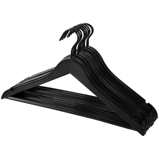 Grade A Real Wood Hangers 20 Pack, Suit, Coat, Non Slip Pant Bar, Soft Coated Hook, Premium Quality Wooden Hangers (Black)